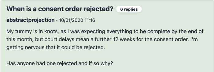 mumsnet consent order discussion