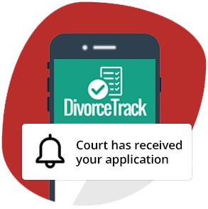 An image showing that a notification has been received by a client on the online divorce portal DivorceTrack.